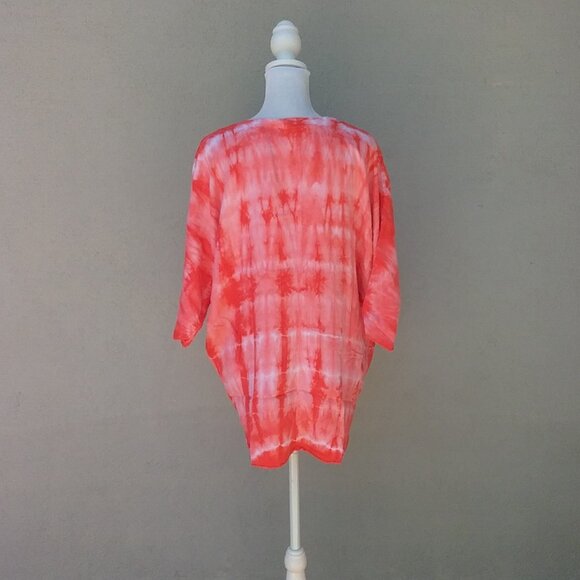 Tenament Tee Shirt Women's Size Med Orange Distressed Tie-Dye Boho Hippie - Picture 5 of 6